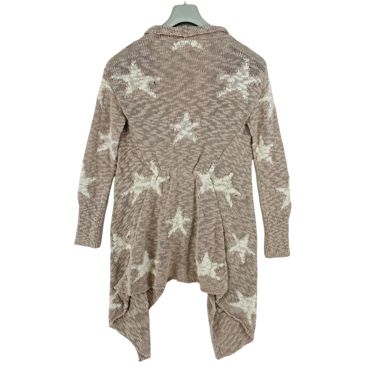 REVIEW Brown Star Hanger V Neck Draped Cardigan Sweater Size S