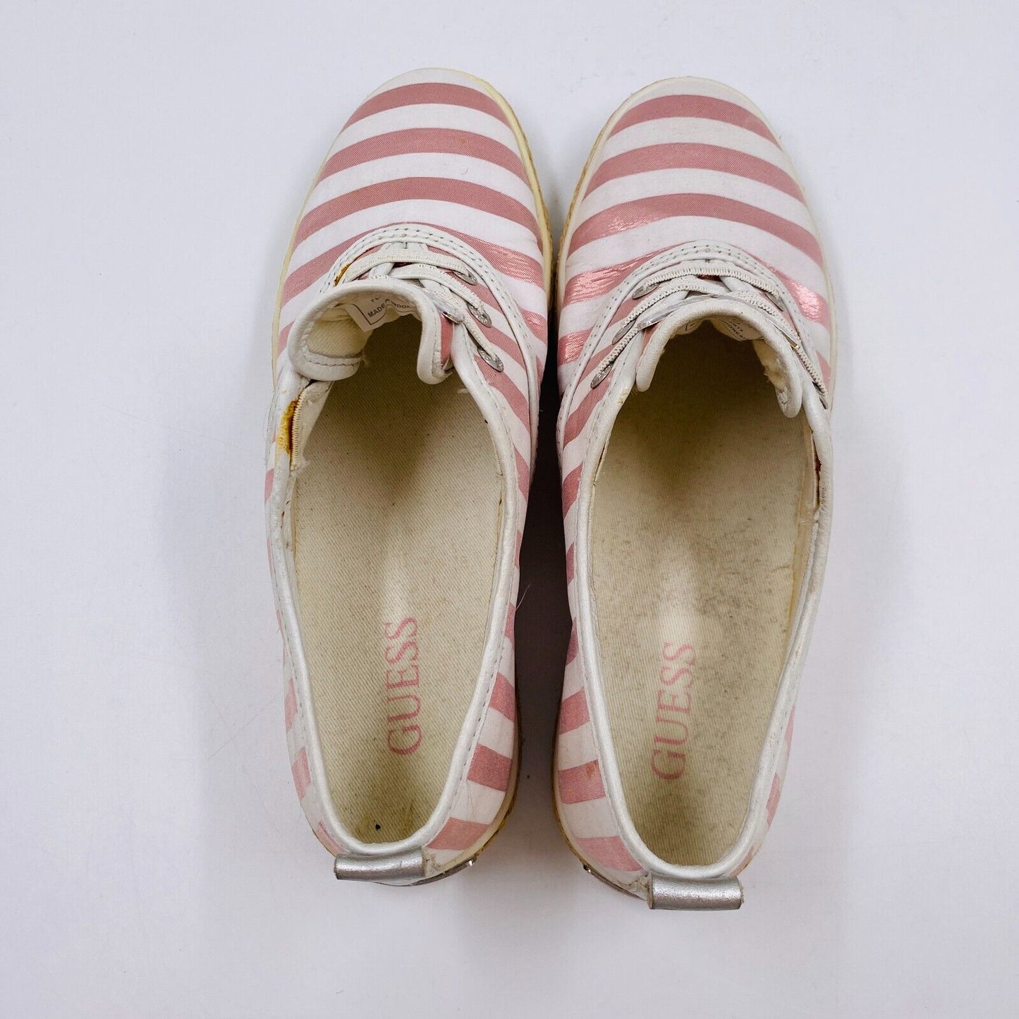 GUESS Women Pink Striped Sneakers Flats Shoes Size EU 36 US 5.5 UK 3