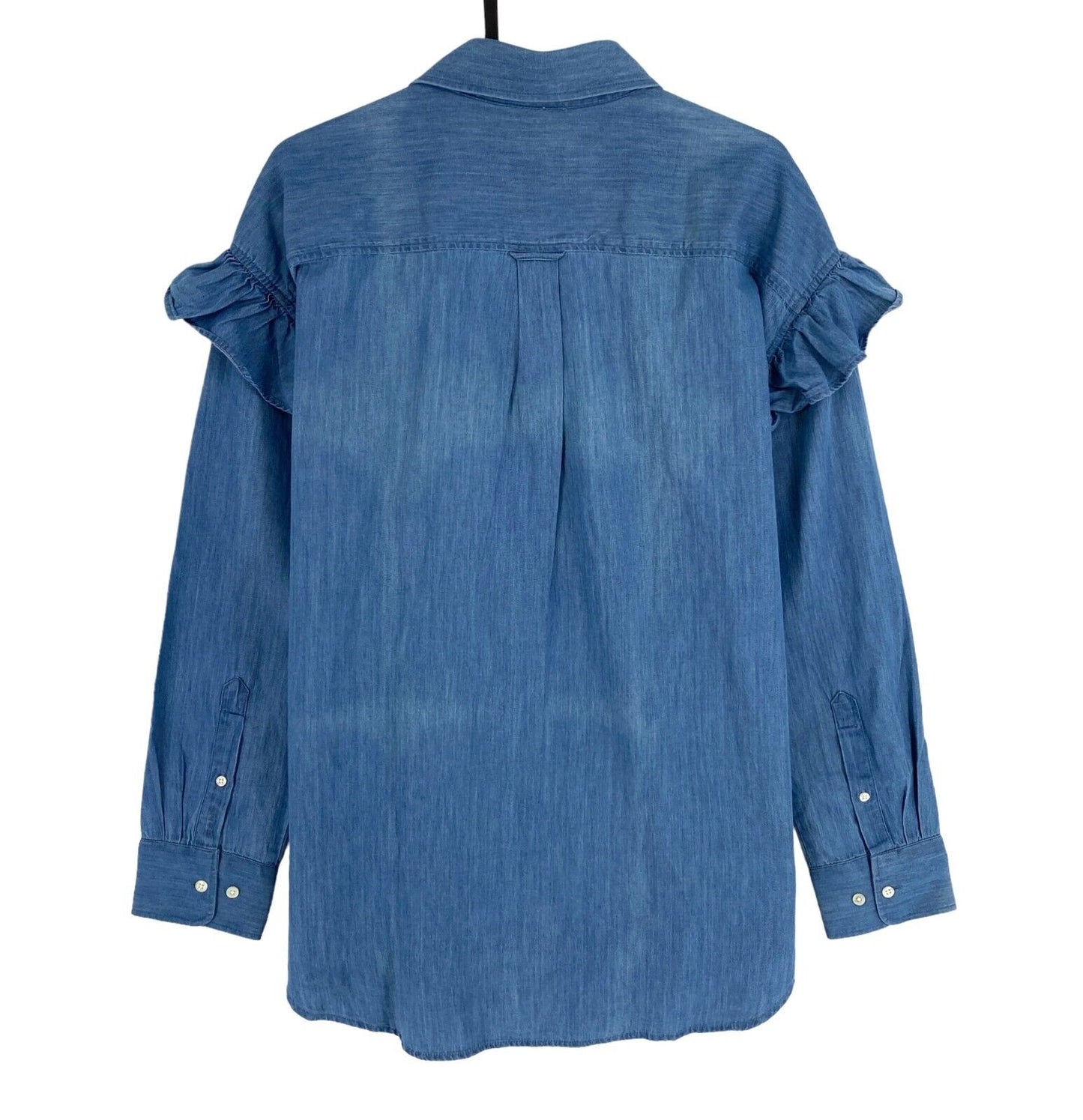 GANT Women Blue Indigo Flounce LS Shirt Size EU 40 UK 12 US 10