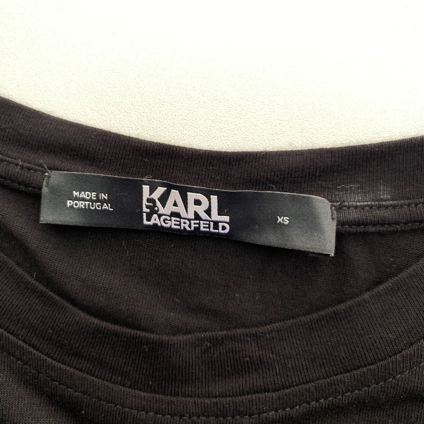 Karl Lagerfeld T-shirt noir à manches longues et col rond Taille XS