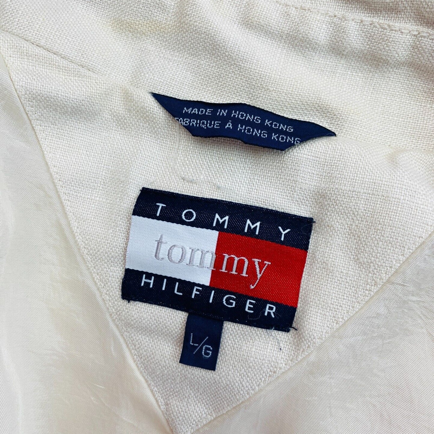 TOMMY HILFIGER Beige Linen Blazer Jacket Size L