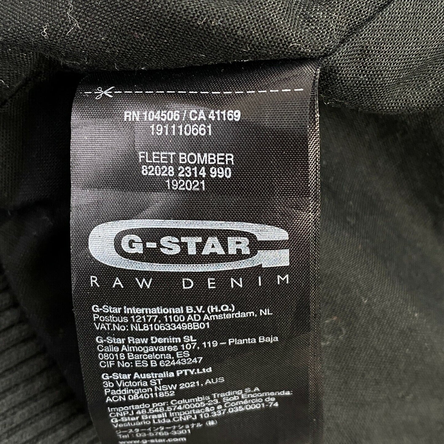 G-STAR RAW FLEET Black Cotton Blend Bomber Jacket Size M