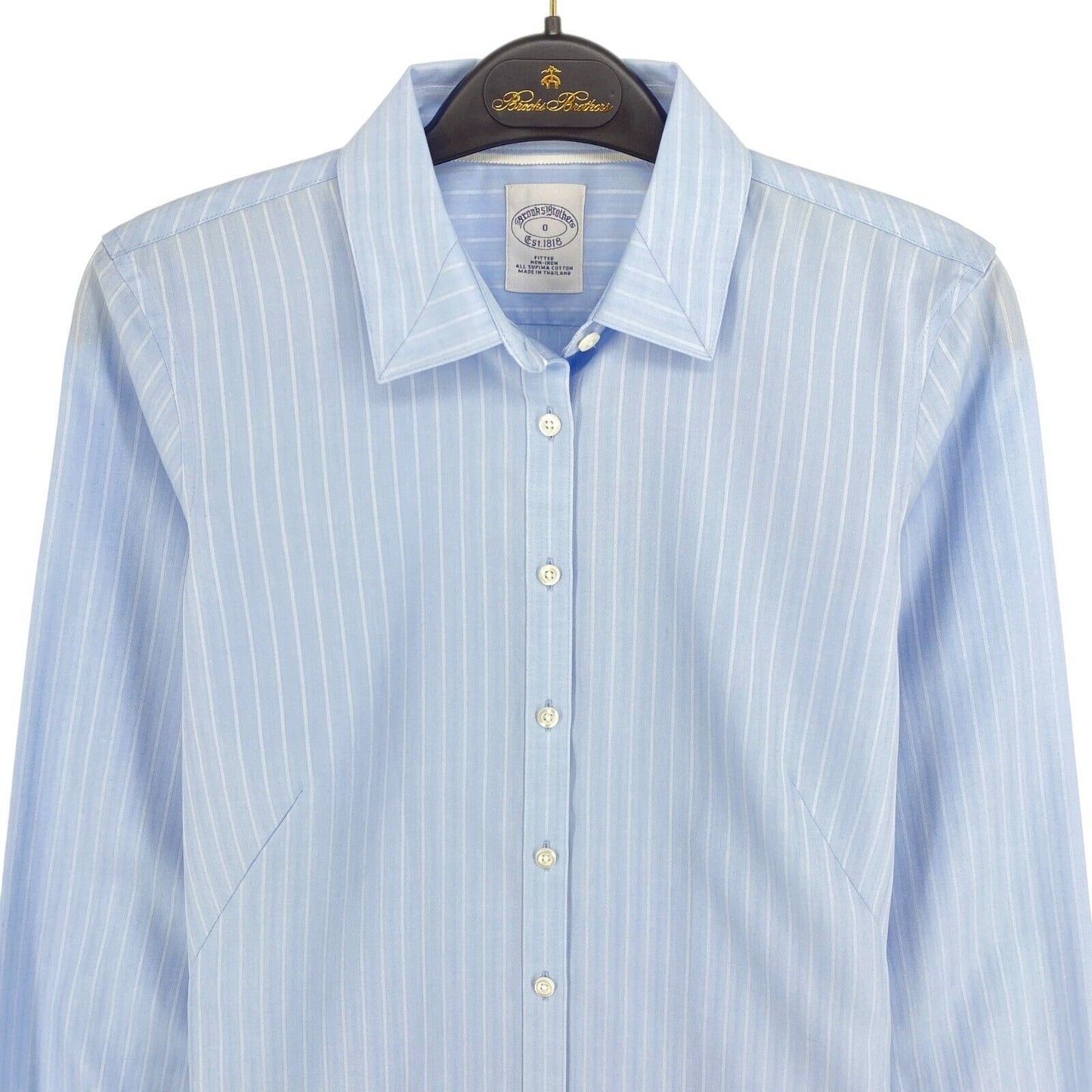 Brooks Brothers Blue Striped Fitted Supima Cotton Shirt Size EU 32 UK 6 US 0