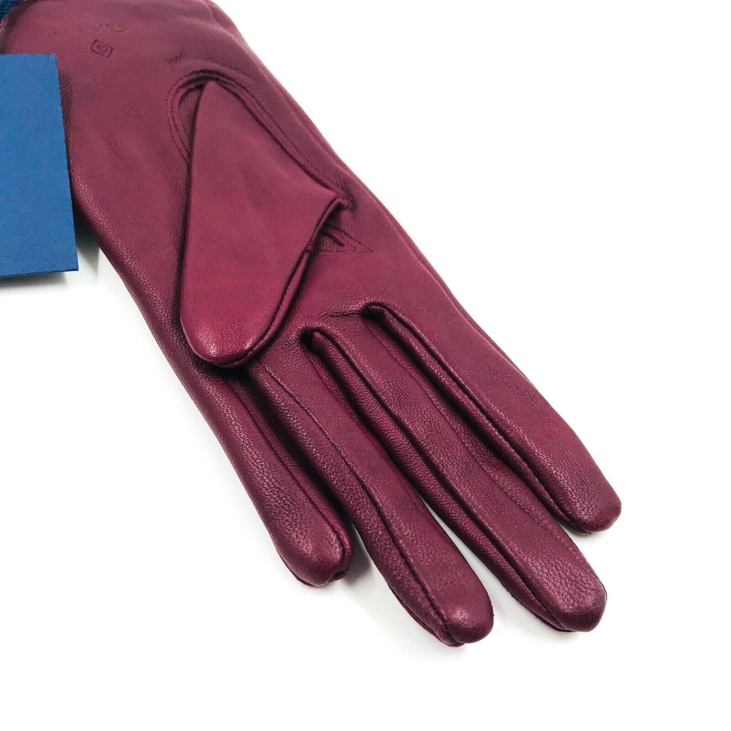 GANT Bordeaux Red 100% Leather and Wool Women's Gloves Size S