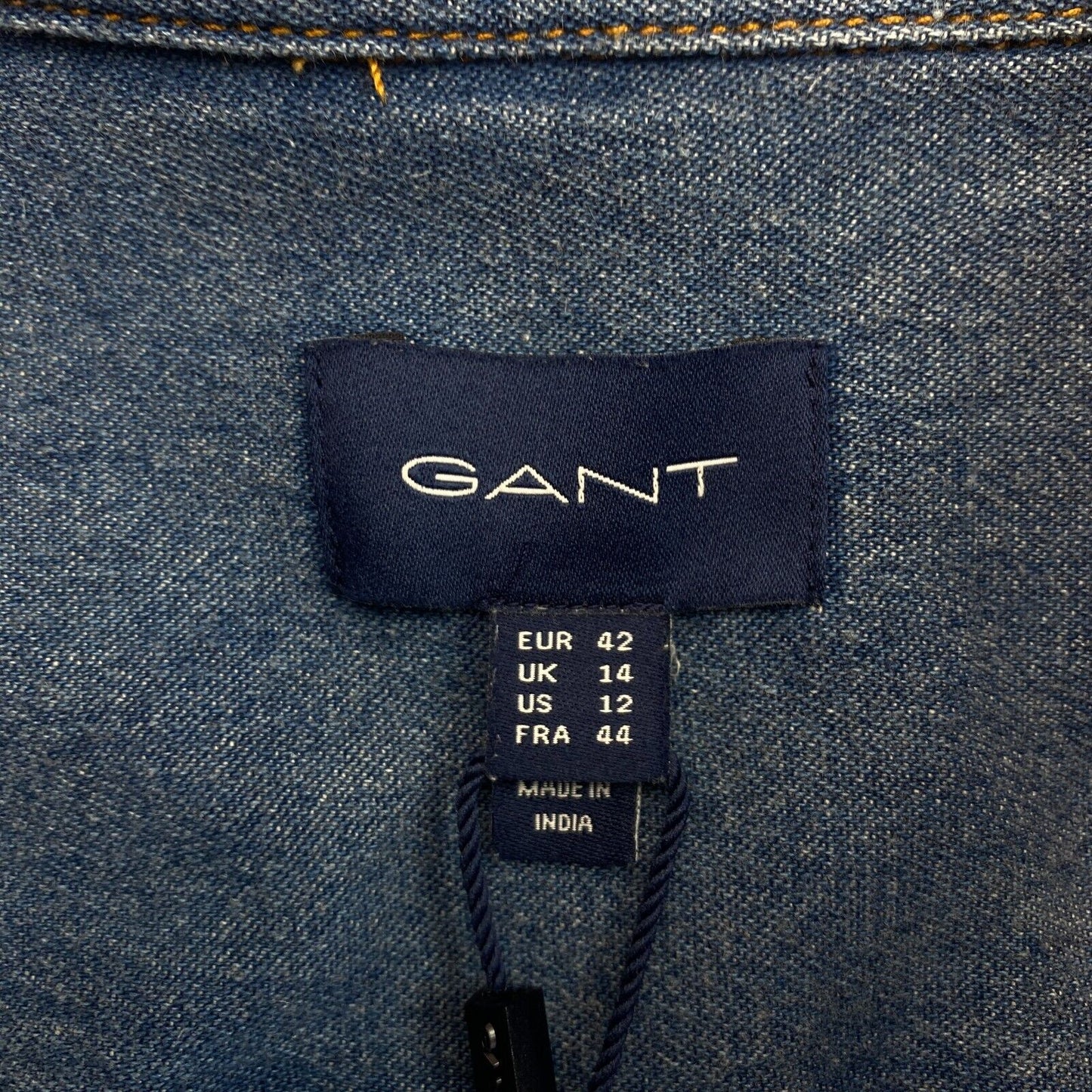 GANT Women Navy Blue Denim Sawtooth Long Sleeves Shirt Size EU 42 UK 14 US 12