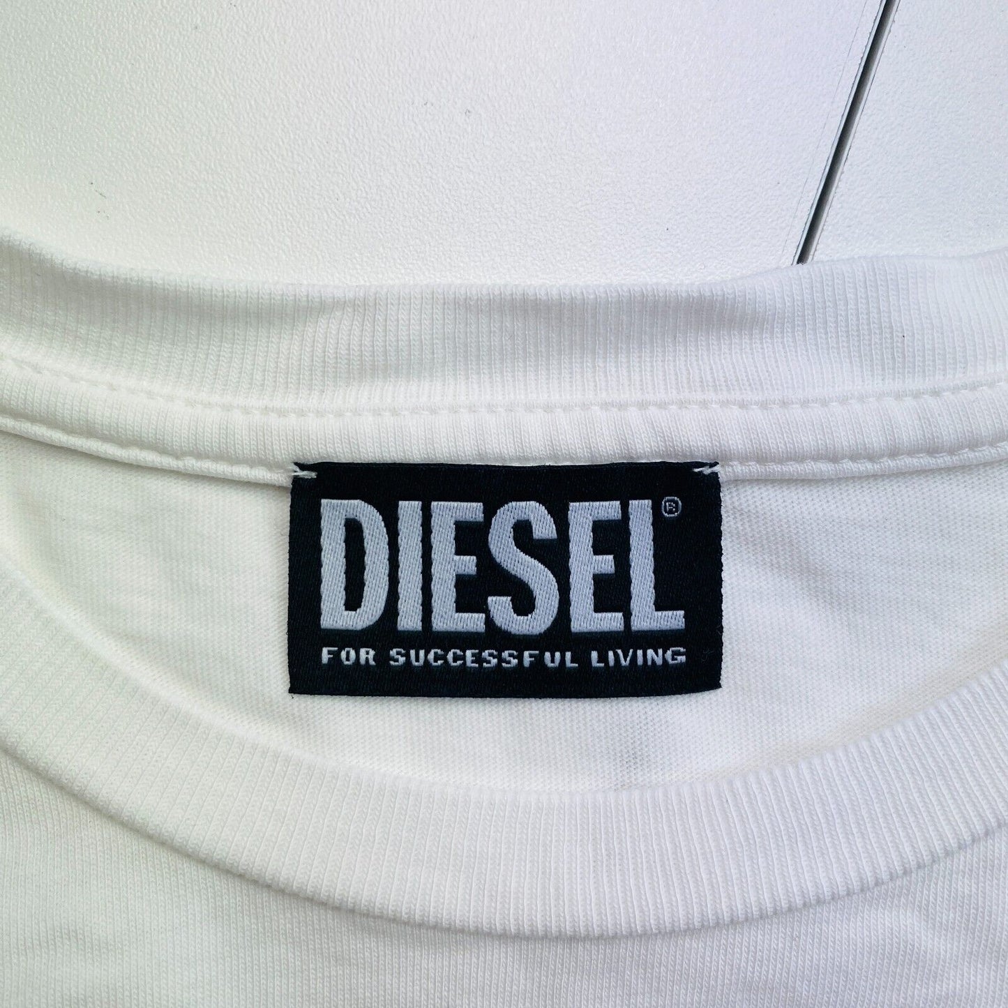 DIESEL Women White T-SLI-E2 Crew Neck SS T Shirt Size M