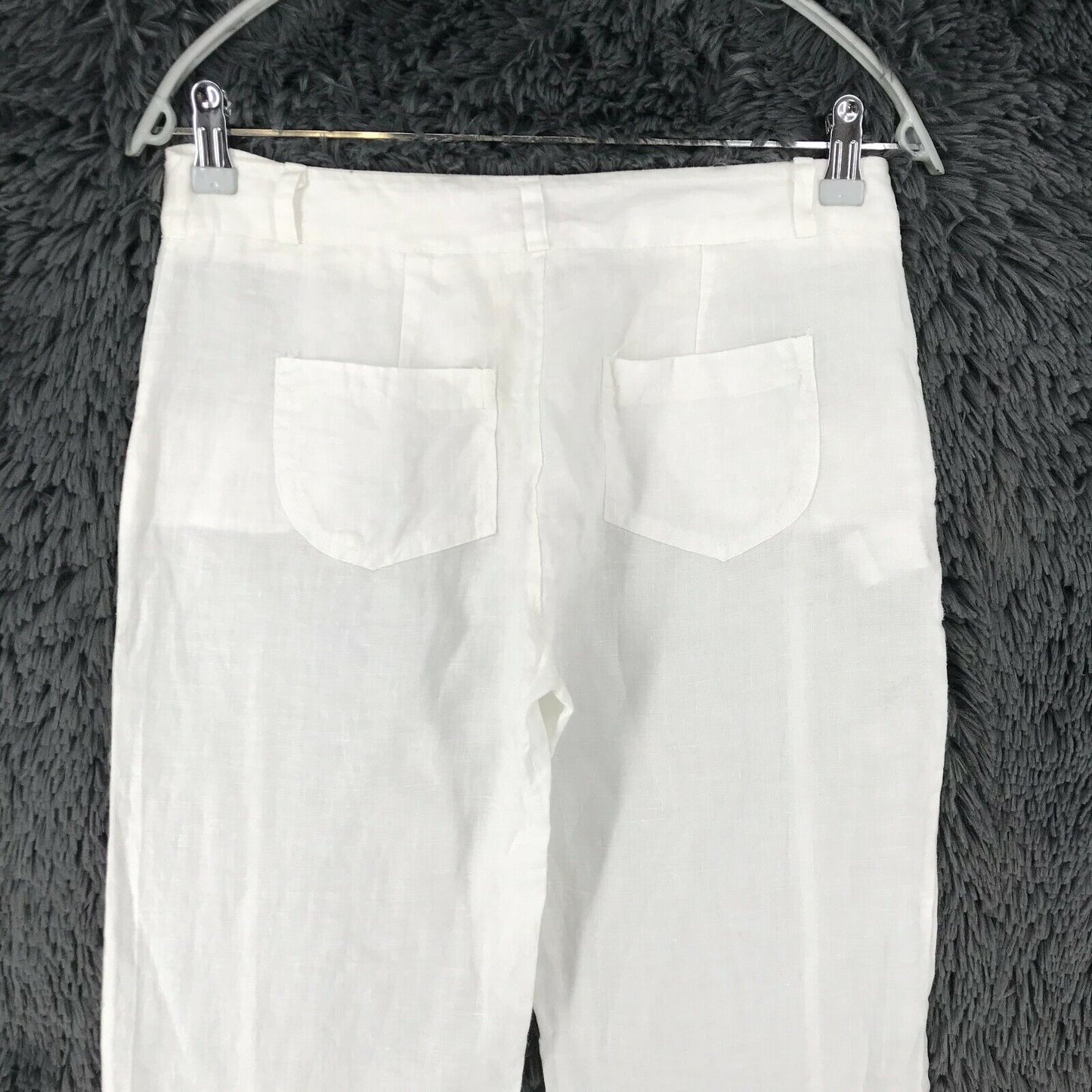 TWINTIP Women White Loose Straight Fit Linen Trousers Size XS W29 Made In Italy