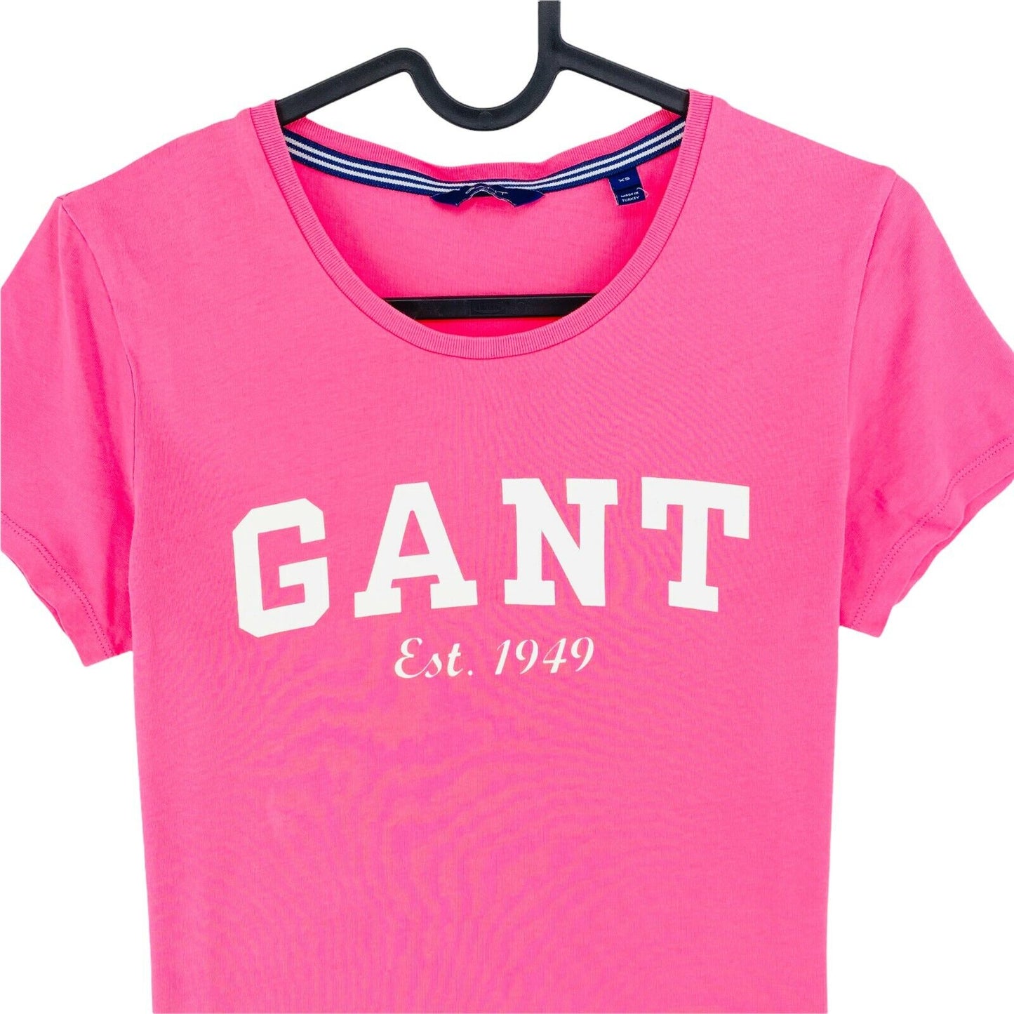 GANT T-shirt à manches courtes et col rond rose avec grand logo taille XS