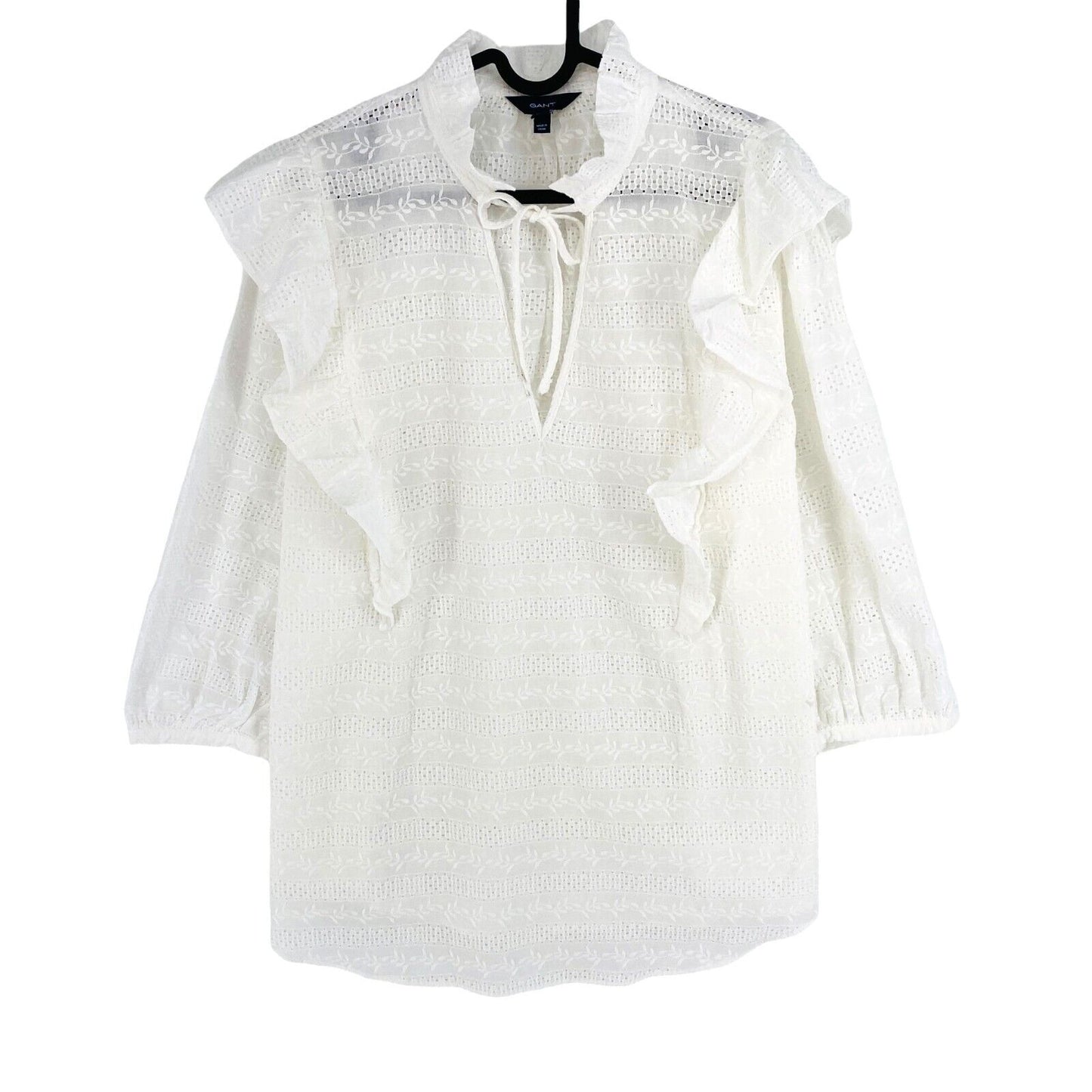 GANT Women White Broderie Anglaise Blouse Size EU 46 UK 18 US 16