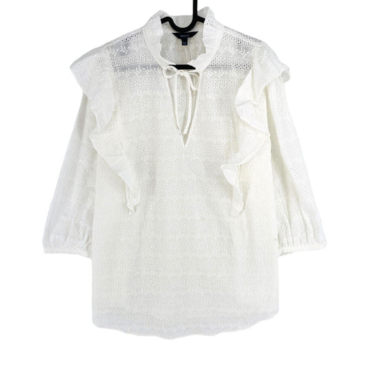 GANT Women White Broderie Anglaise Blouse Size EU 46 UK 18 US 16