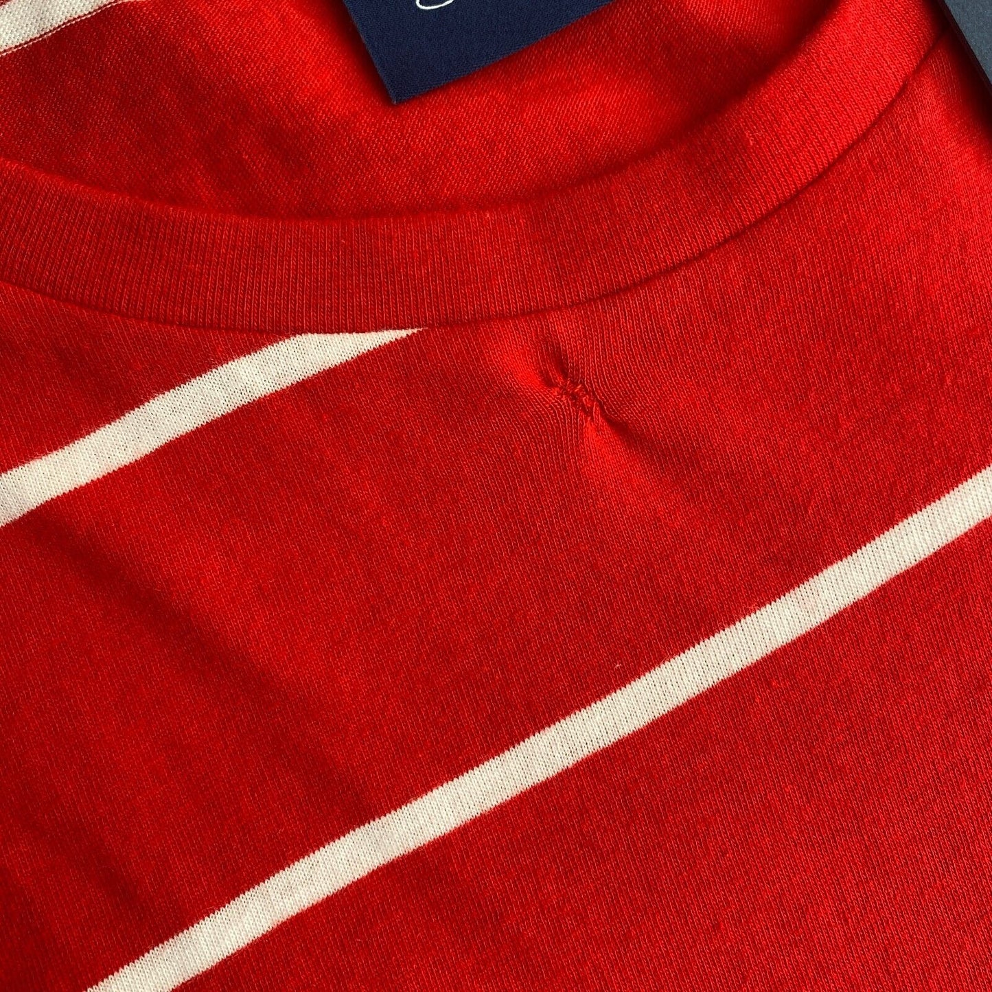 GANT Men Red Breton Stripe Crew Neck Short Sleeves T Shirt Size L