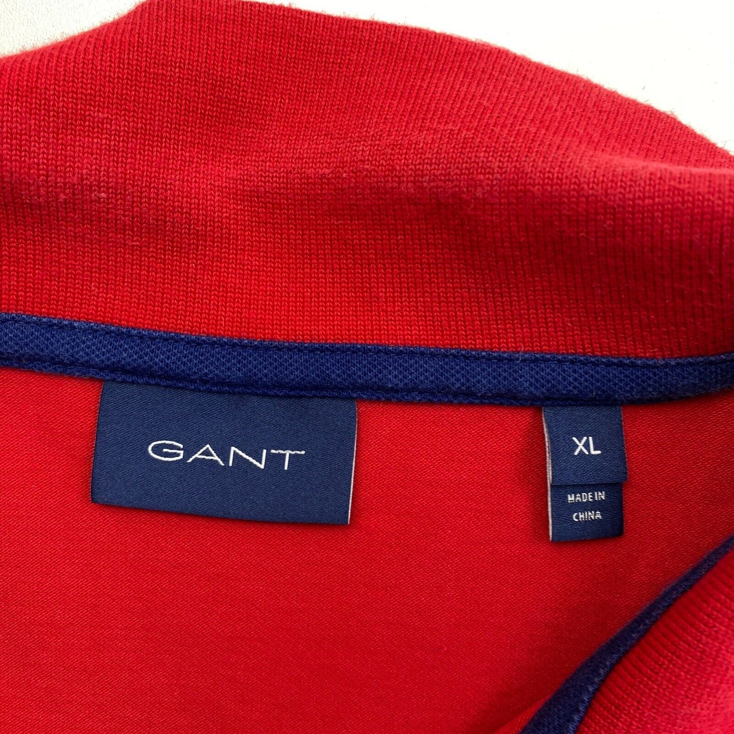 GANT Men Red Contrast Collar Pique Polo Shirt Size XL