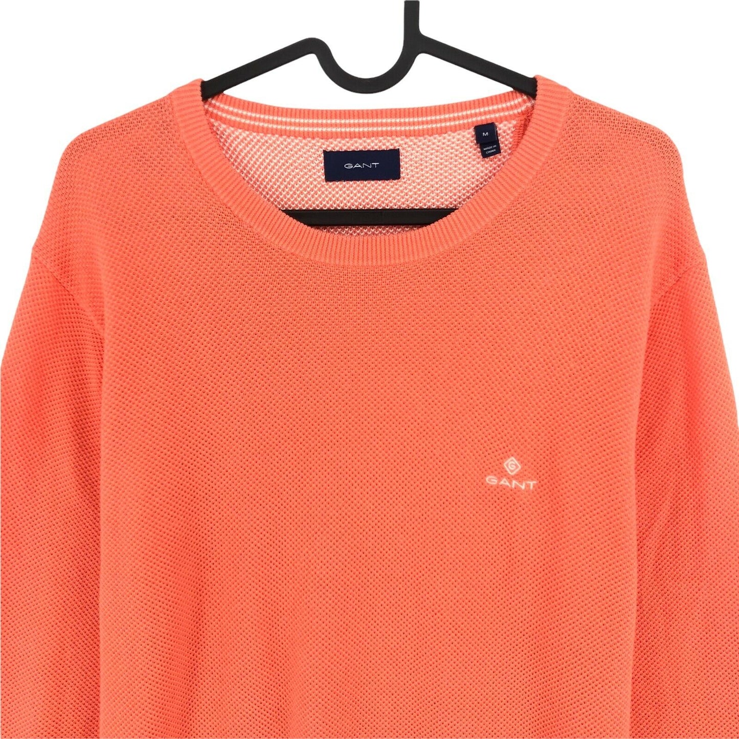 RRP €144 GANT Orange Crew Neck Cotton Pique Jumper Sweater Size M