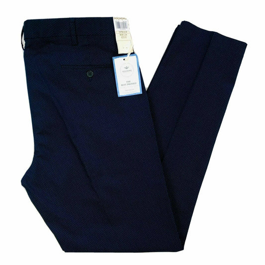 DOCKERS The Best Pressed Extra Slim Fit Navy Blue Chino Pants Trousers W40 L34