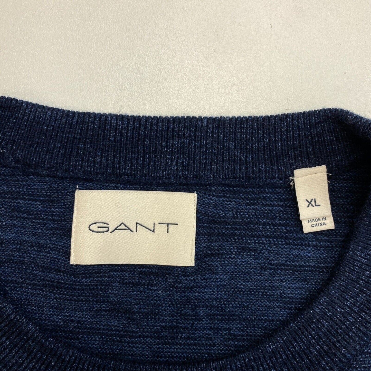 GANT Men Navy Blue Cotton Wool Crew Neck Sweater Jumper Size XL