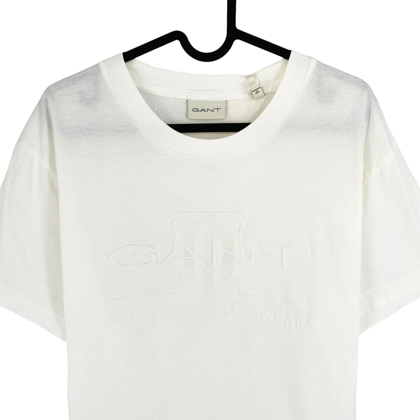 GANT Men White Tonal Archive Shield Crew Neck Short Sleeve T Shirt Size L