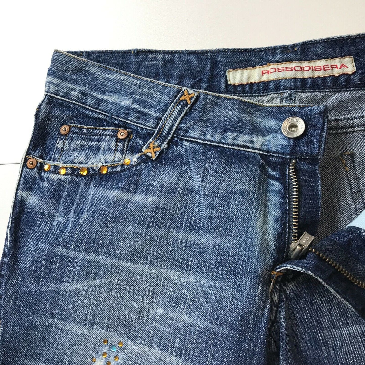 ROSSODISERA Jean slim bleu femme coupe droite taille 42 W31 fabriqué en italie