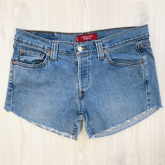 Levi's 513 Women’s Custom Made Blue Stretch Straight Fit Cut-Off Shorts W32