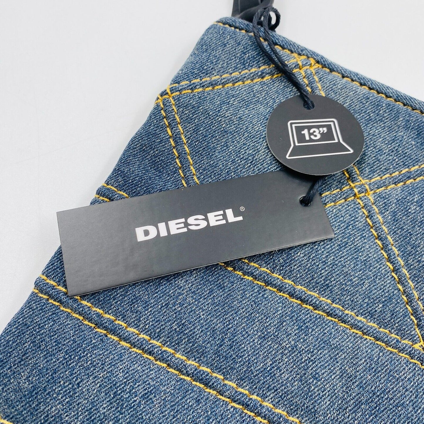 DIESEL Blue Cotton Denim Jeans 13" Laptop Tablet Case Bag