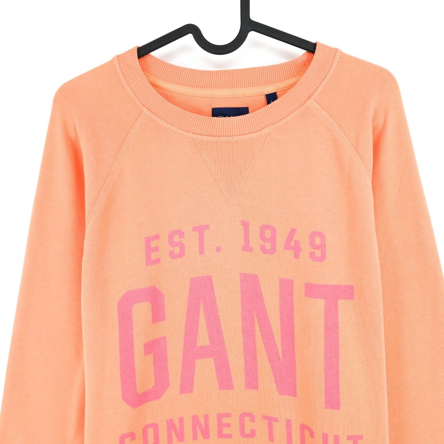 GANT Light Orange Crew Neck Big Logo Cotton Blend Jumper Sweater Size L