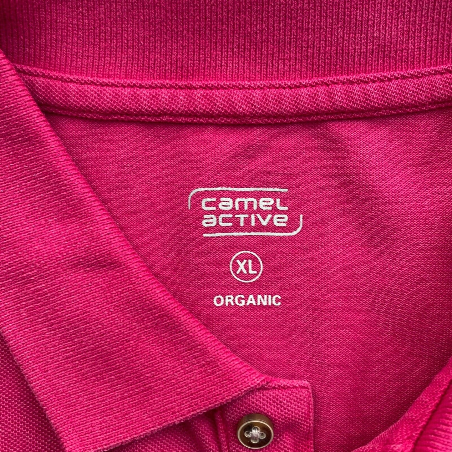 Camel Active Women Dark Pink Solid Short Sleeves Pique Polo Shirt Size XL