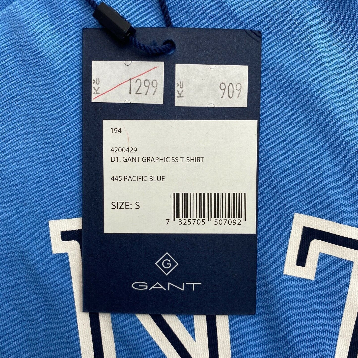 GANT Blue Graphic Crew Neck T Shirt Top Size S