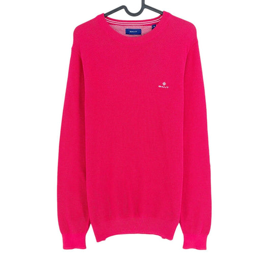 GANT Pink Cotton Pique Crew Neck Sweater Pullover Size M