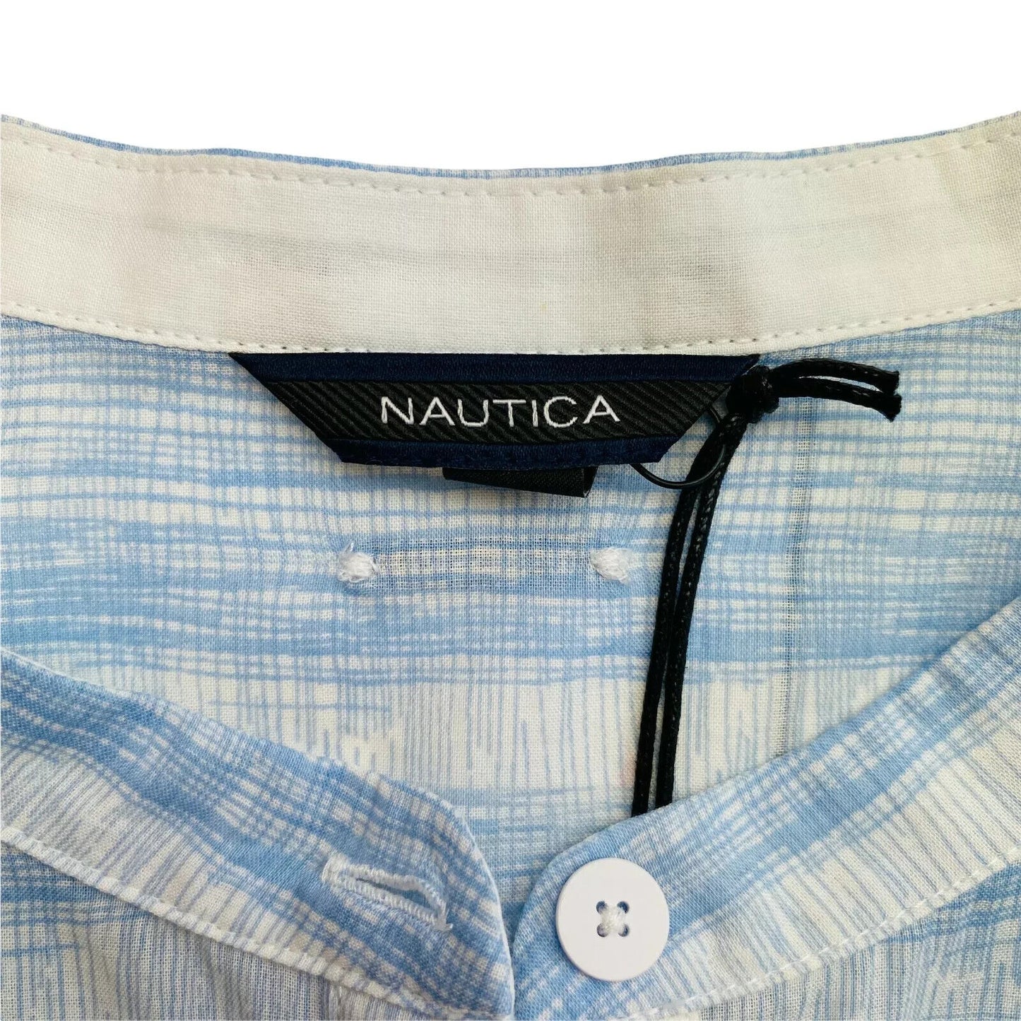 NAUTICA Women Light Blue Striped 100% Cotton Flared Shirt Size XS