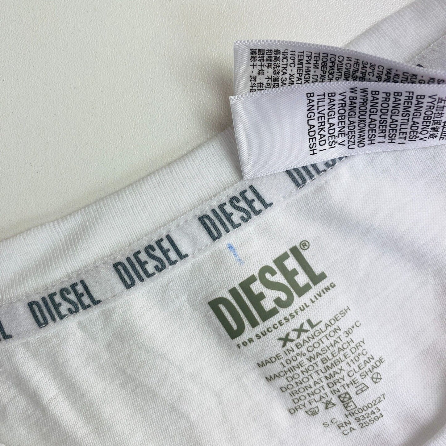 Diesel T-Shirt mit Rundhalsausschnitt, einfarbig, Größe 2XL/XXL, Weiß