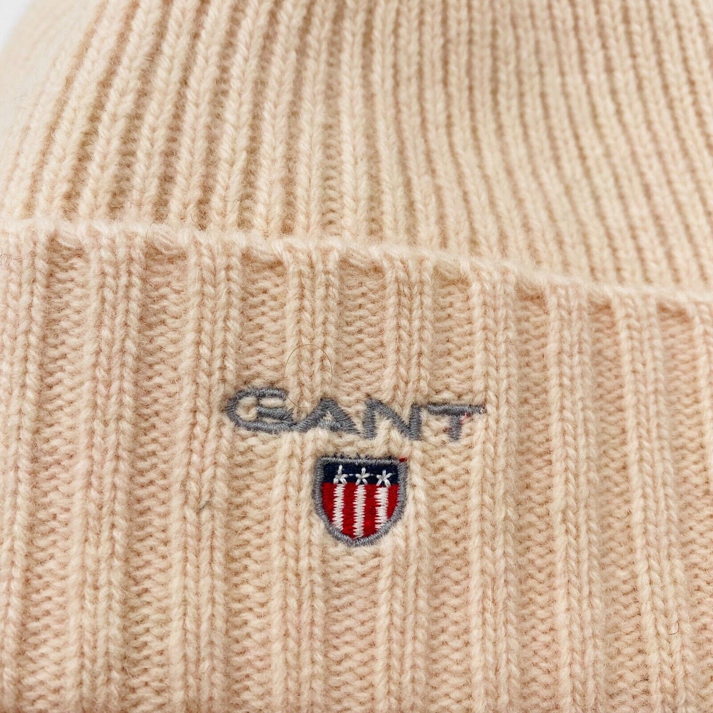 GANT Light Pink Unisex Wool Blend Lined Beanie Hat One Size