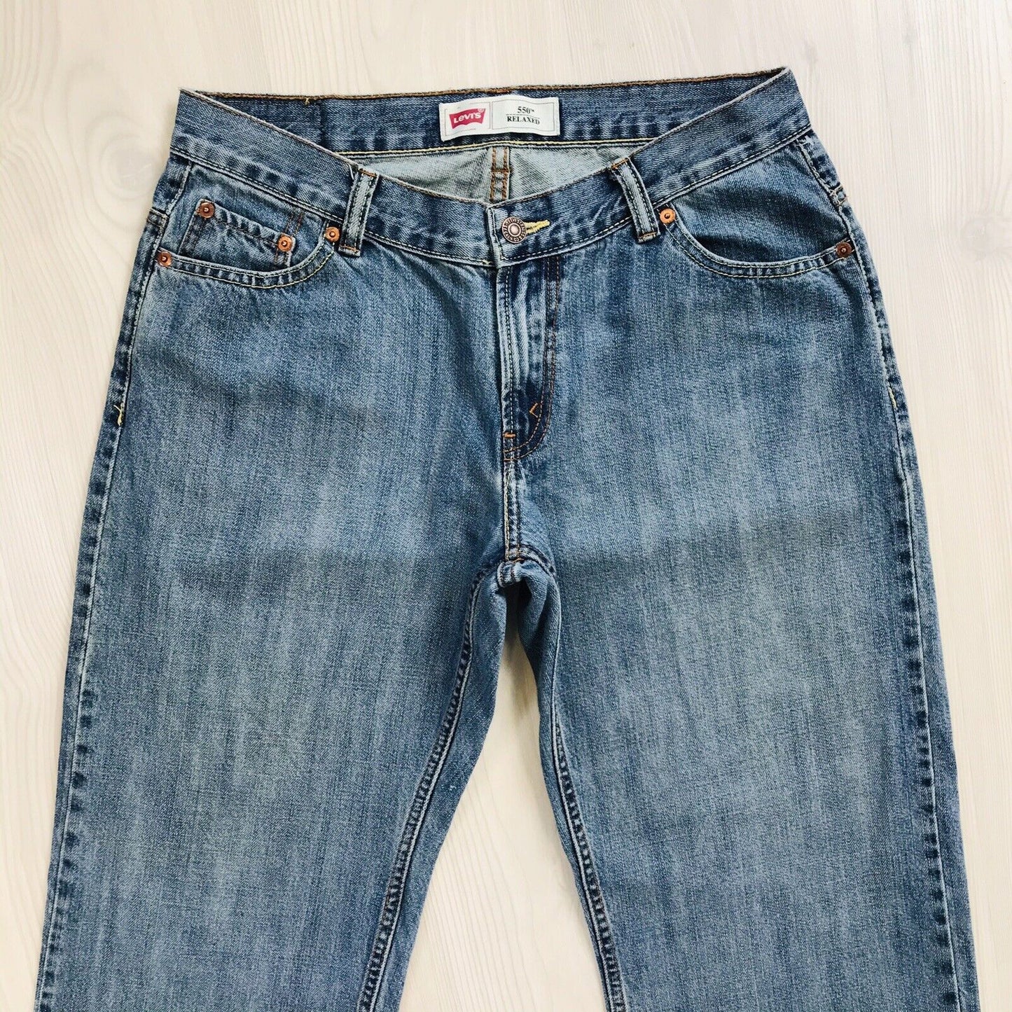 Vintage Levi's 550 Boys Blue Relaxed Straight Fit Jeans 12 H / W32 L27