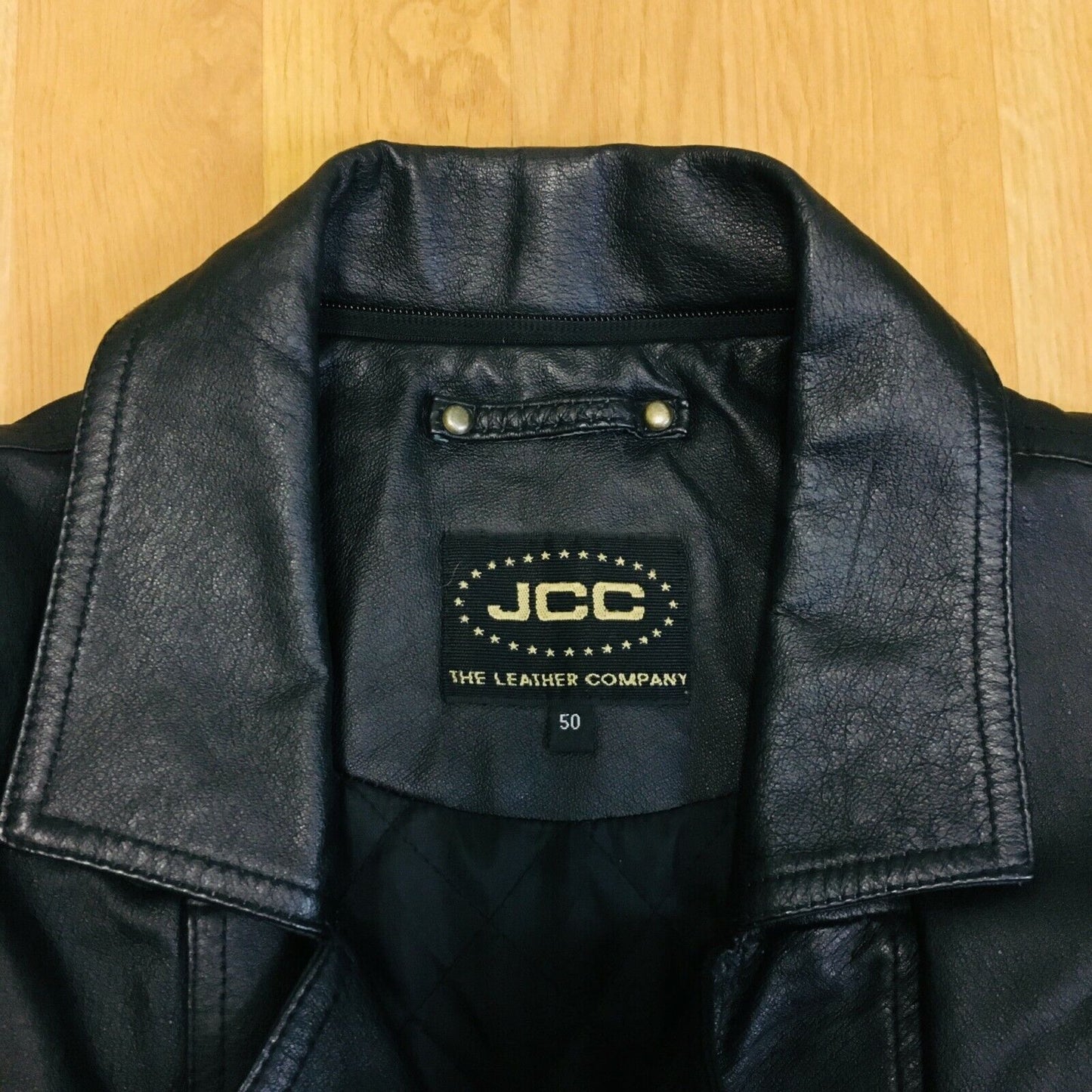 JCC Black Genuine Leather Coat Jacket Size EUR 50 US UK 40 Large