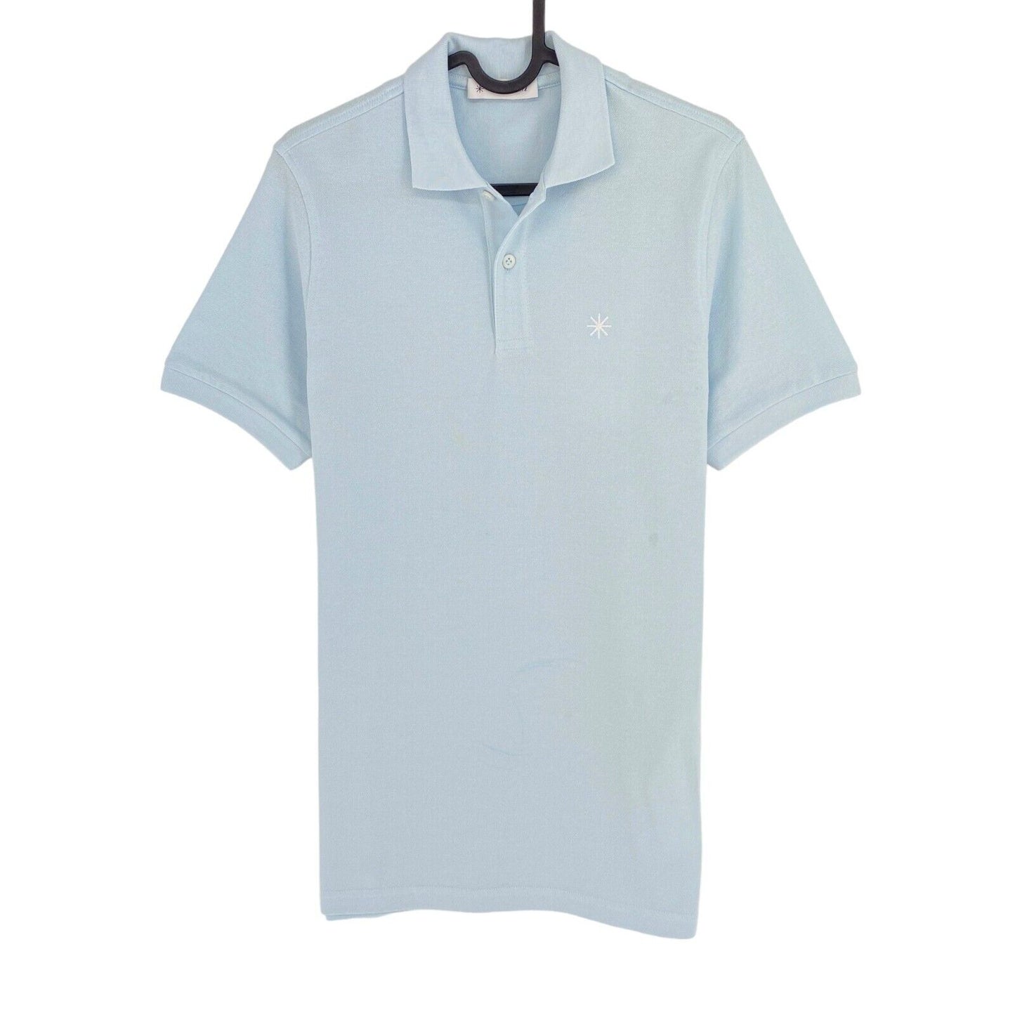 Manuel Ritz Men Light Blue Pique Short Sleeves Polo Shirt Size S