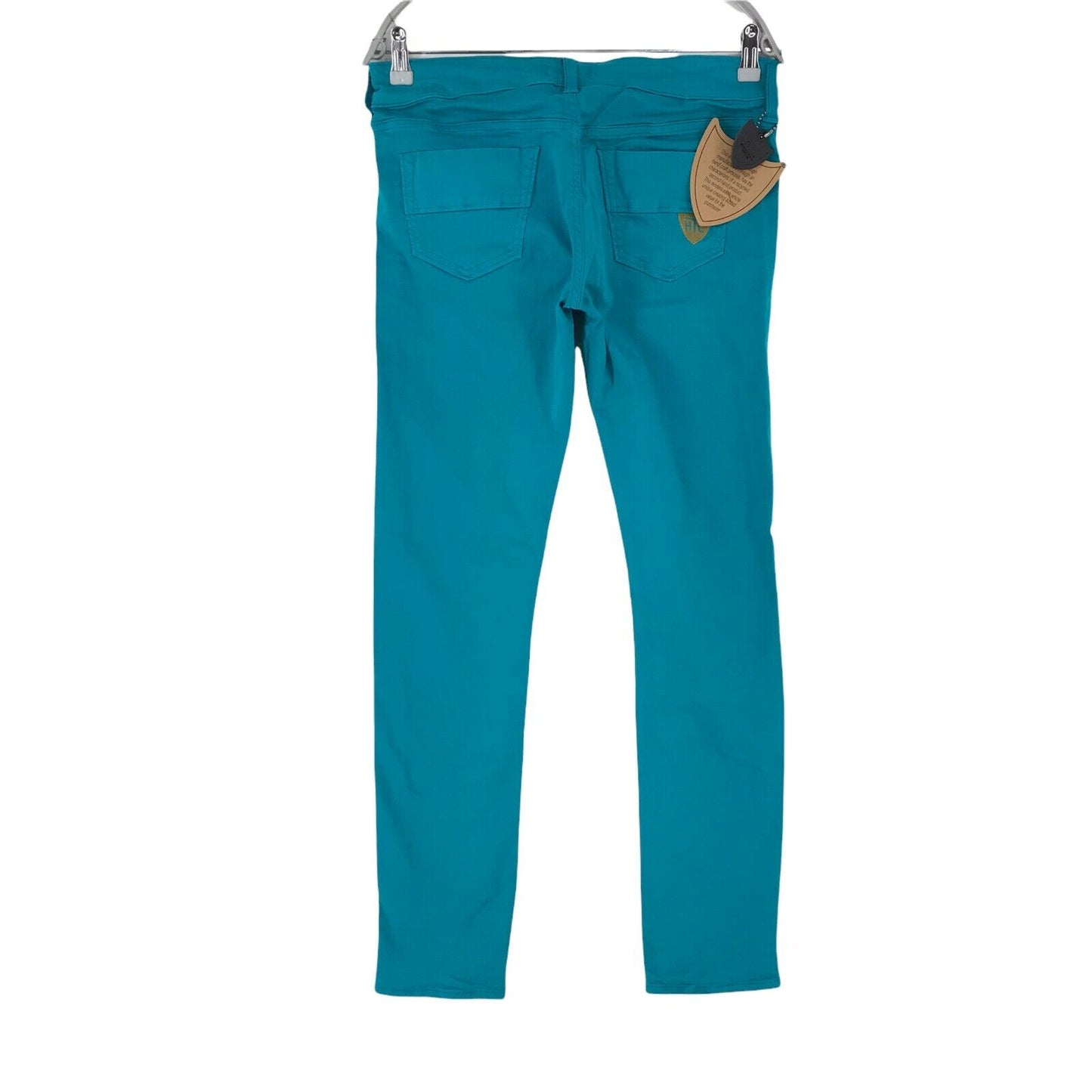 HTC Damen Blau Regular Straight Fit Chino Hose Größe W29 Made in Italy