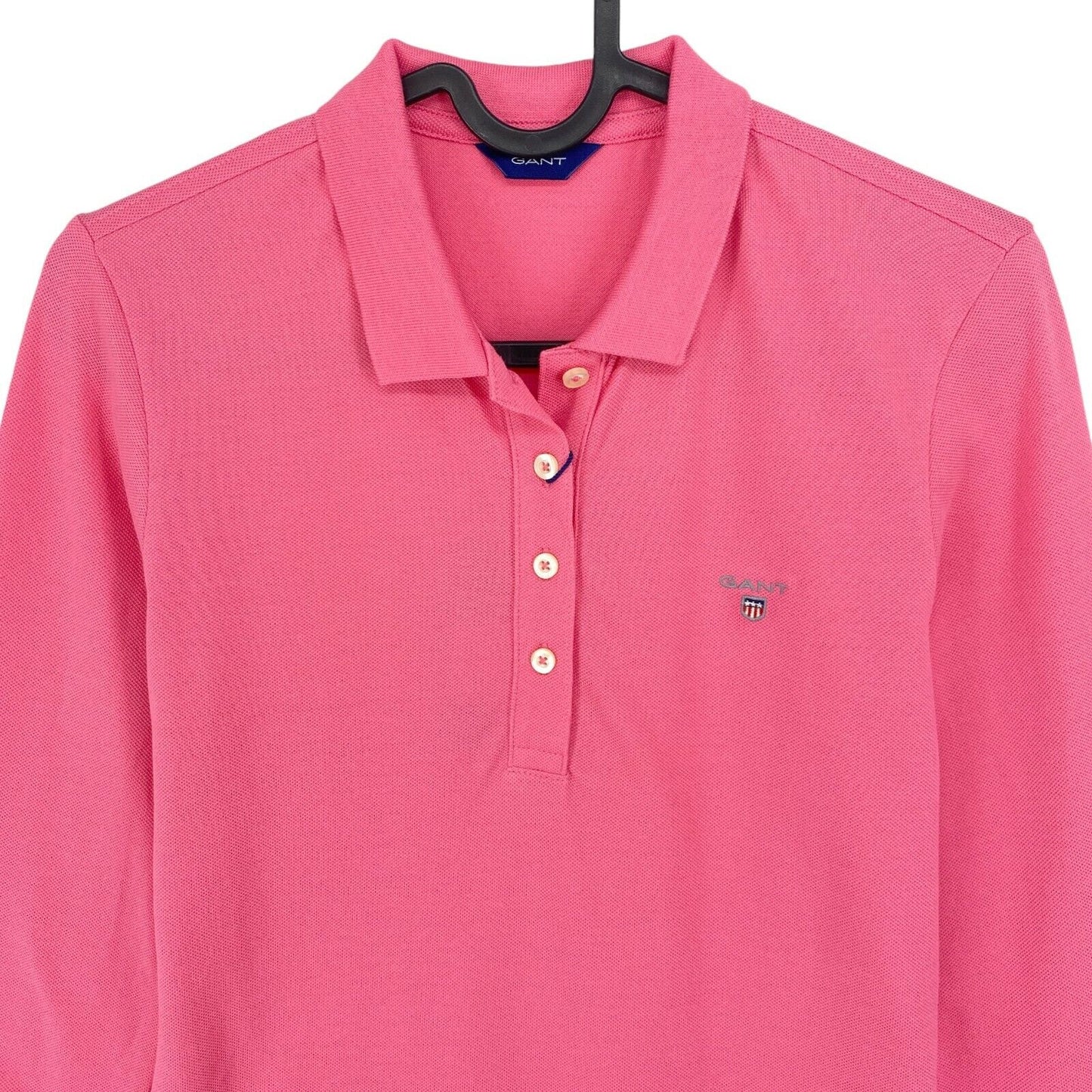 GANT Pink Original Long Sleeves Pique Polo Shirt Size XS