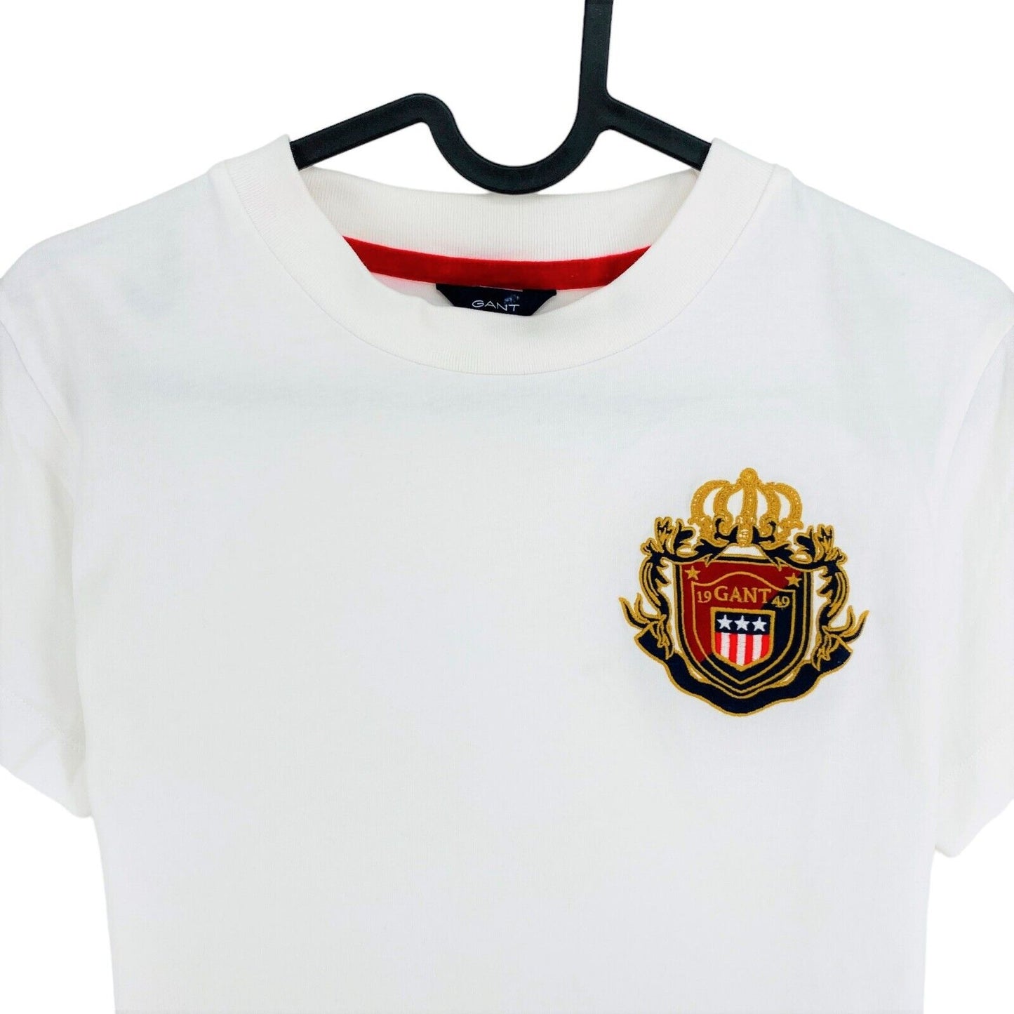 GANT Filles Blanc US Royauté Badge Ras du Cou T-shirt Taille 13-14 Ans 158/164 cm