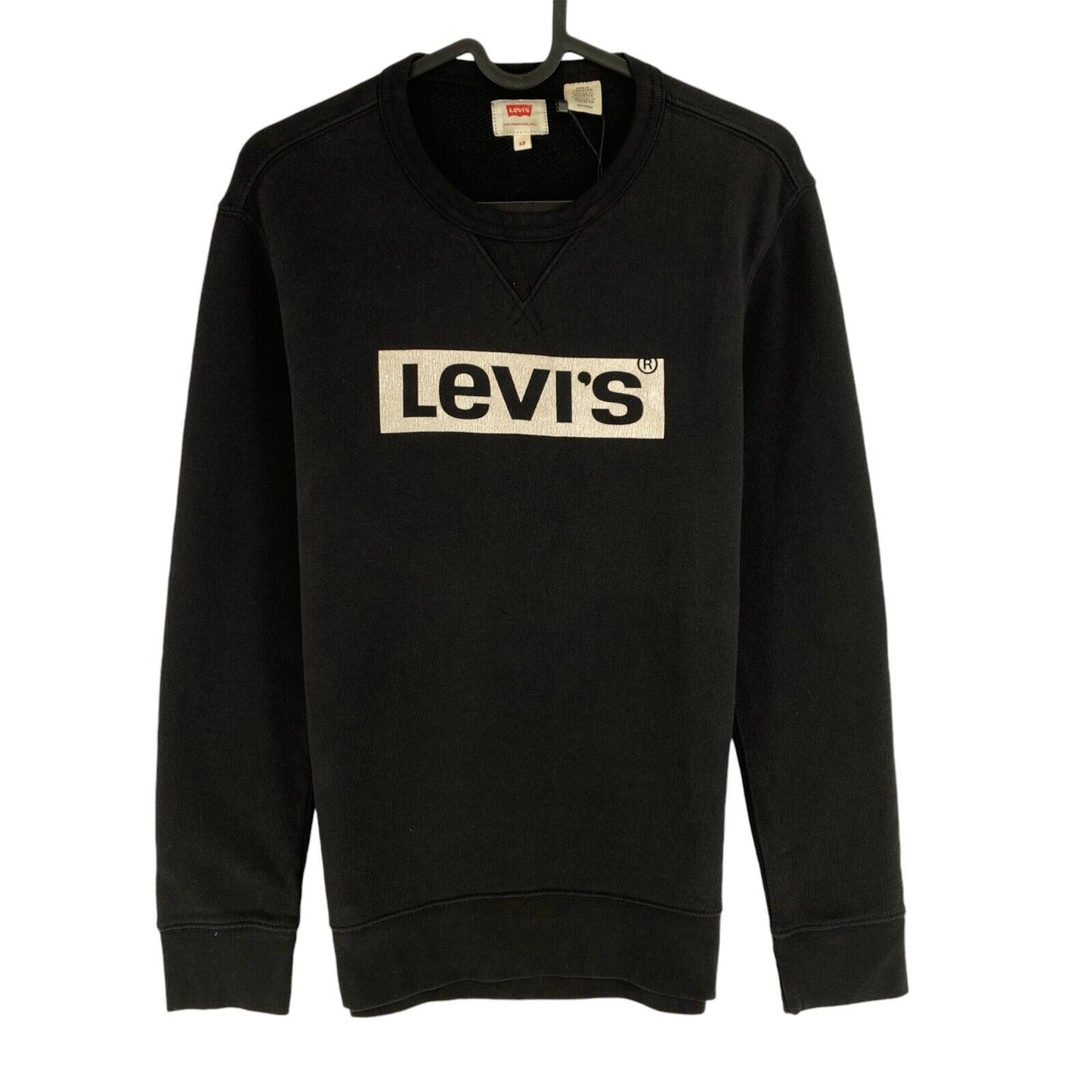 Levi`s Men Black Logo Crew Neck Jumper Sweater Pullover Size XS