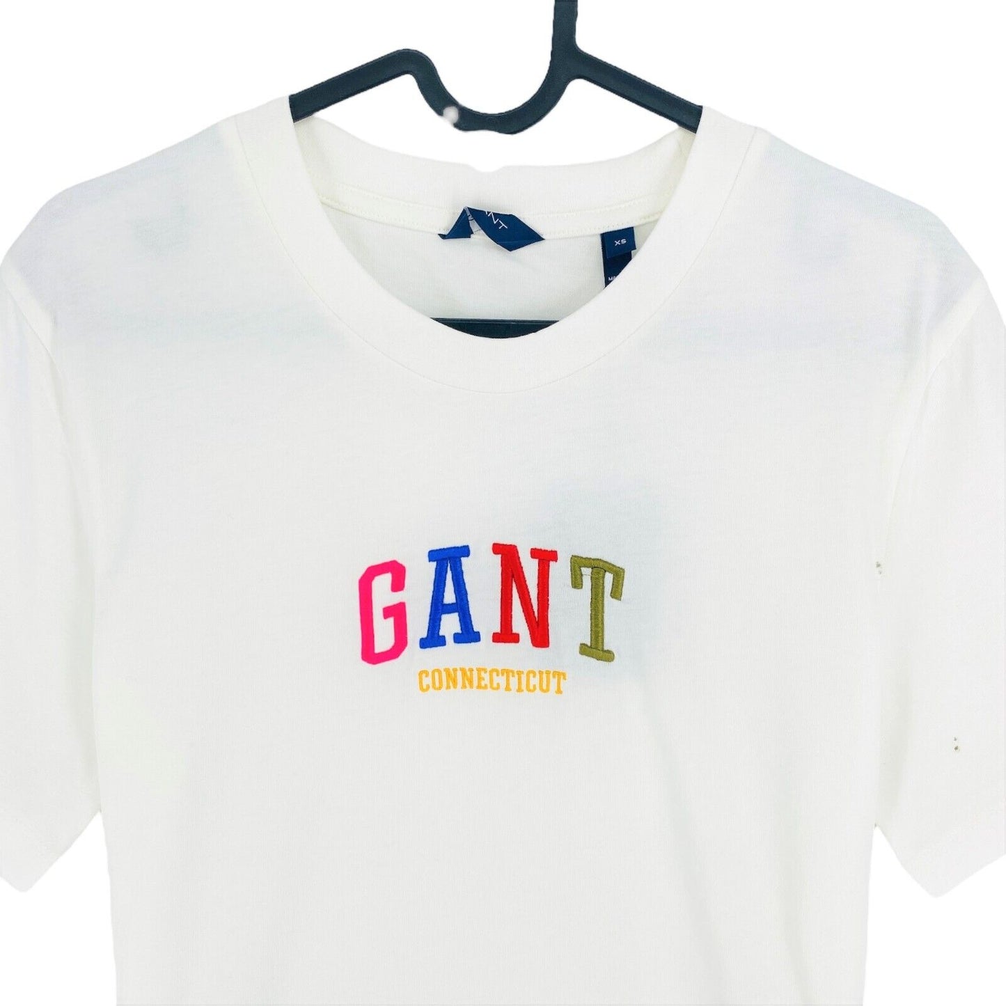 GANT White Multicolour Graphic Crew Neck T Shirt Size XS