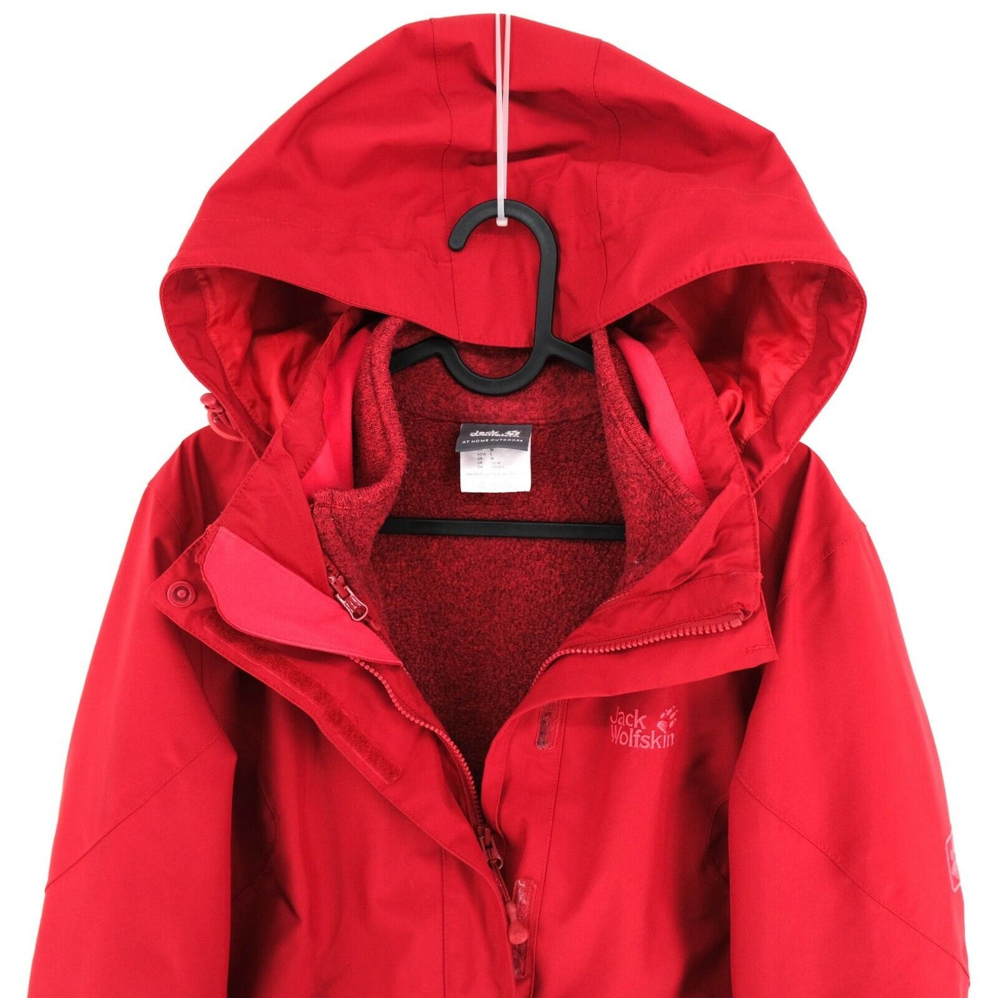 Jack Wolfskin Red Hooded TEXAPORE 2 in 1 Coat Jacket + Fleece Size M