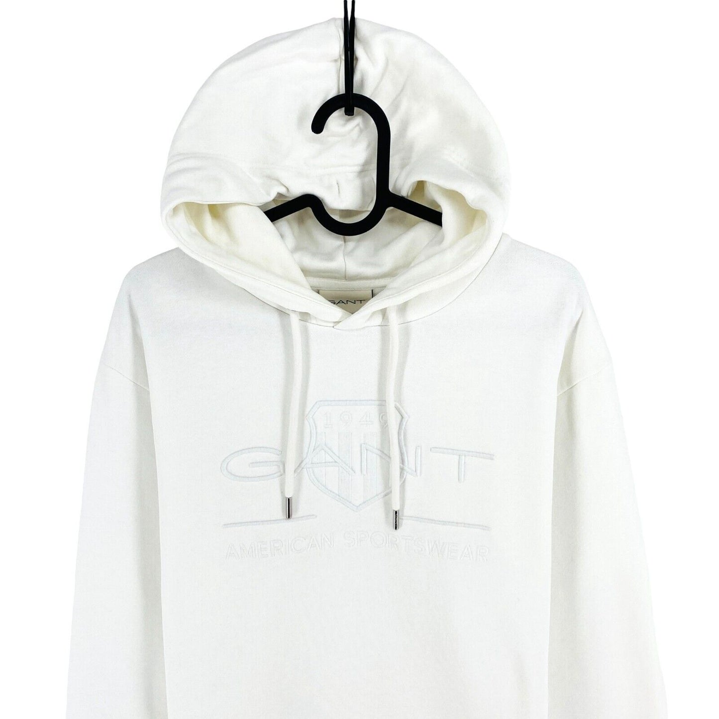 GANT Men White Tonal Archive Shield Hoodie Sweater Jumper Size L