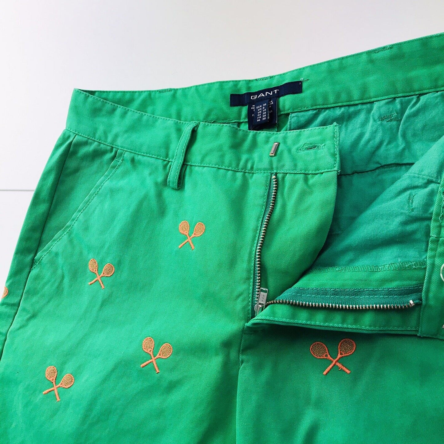 €179 GANT Women Green Slim Straight Fit Chino Cropped Trousers W28 US 6 UK 10