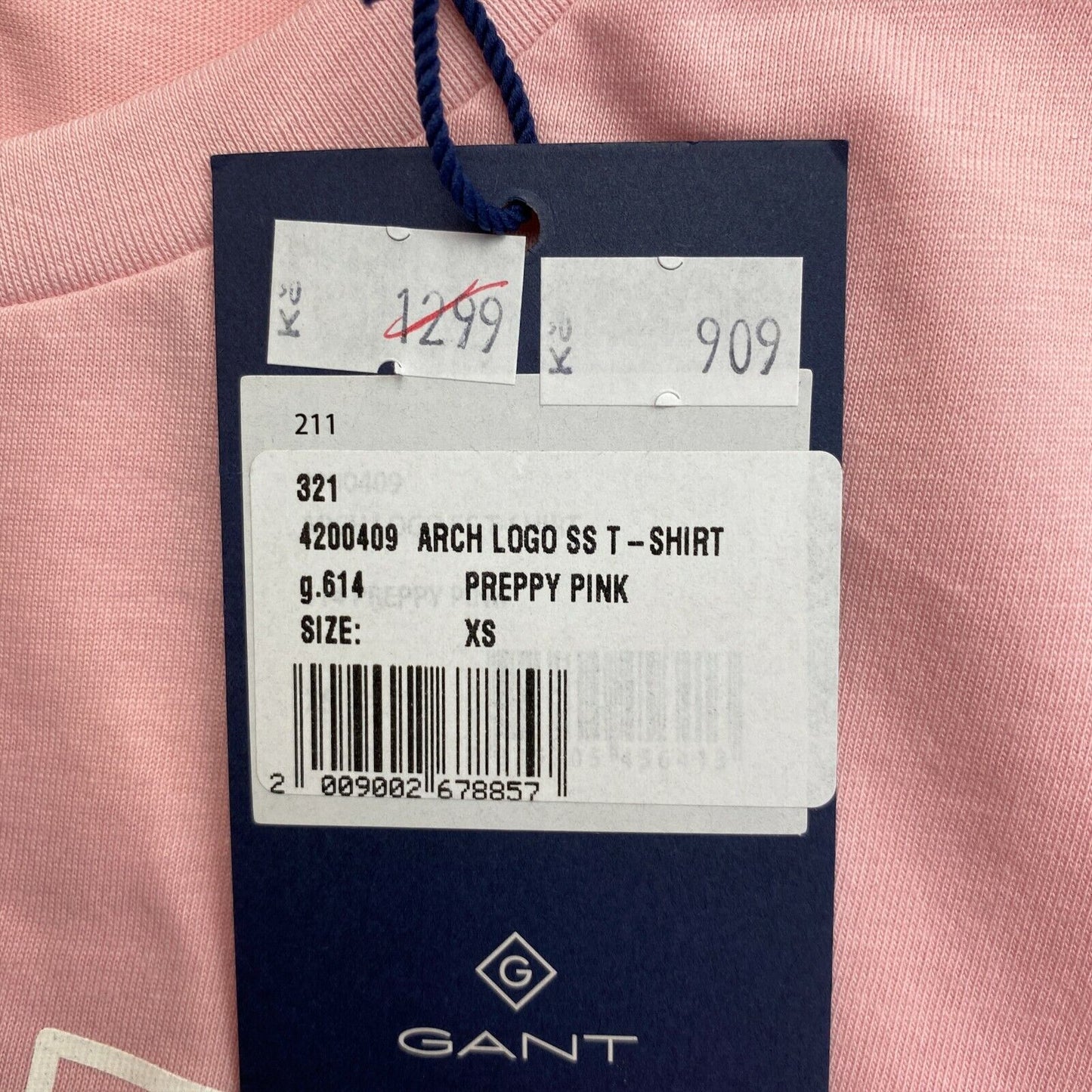 GANT Pink Arch Logo Crew Neck T Shirt Size XS