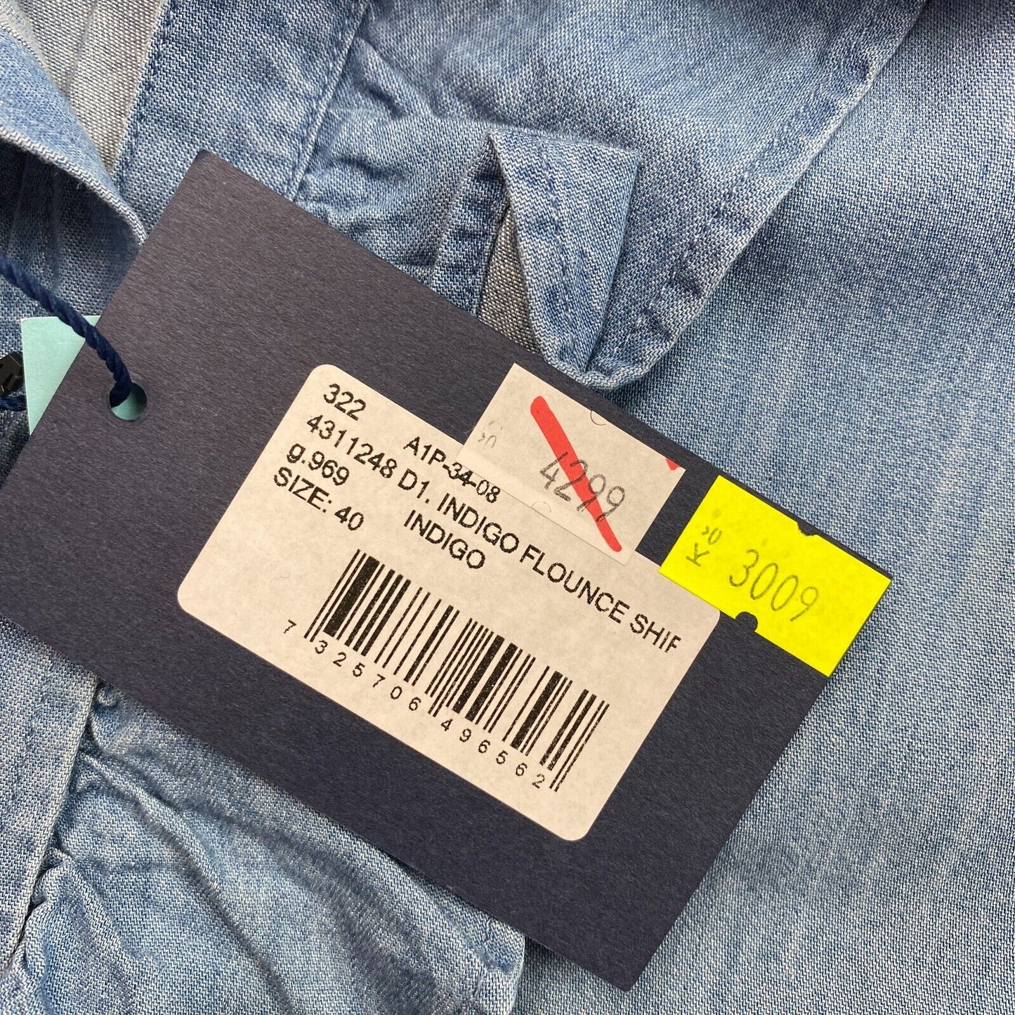 GANT Blaues Indigo-Volanthemd, Größe EU 40, UK 12, US 10