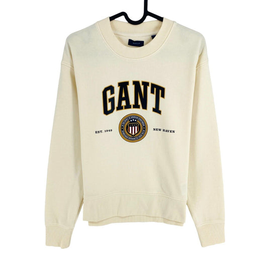 GANT Beige Crest Shield Crew Neck Sweater Pullover Size S