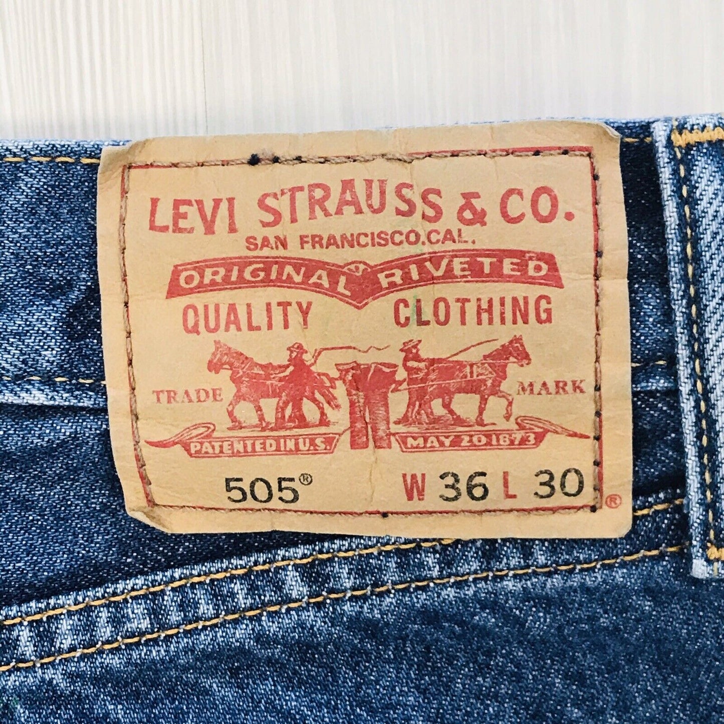 Levi's 505 Custom Made Blue Regular Straight Fit Cut-Off Shorts W36