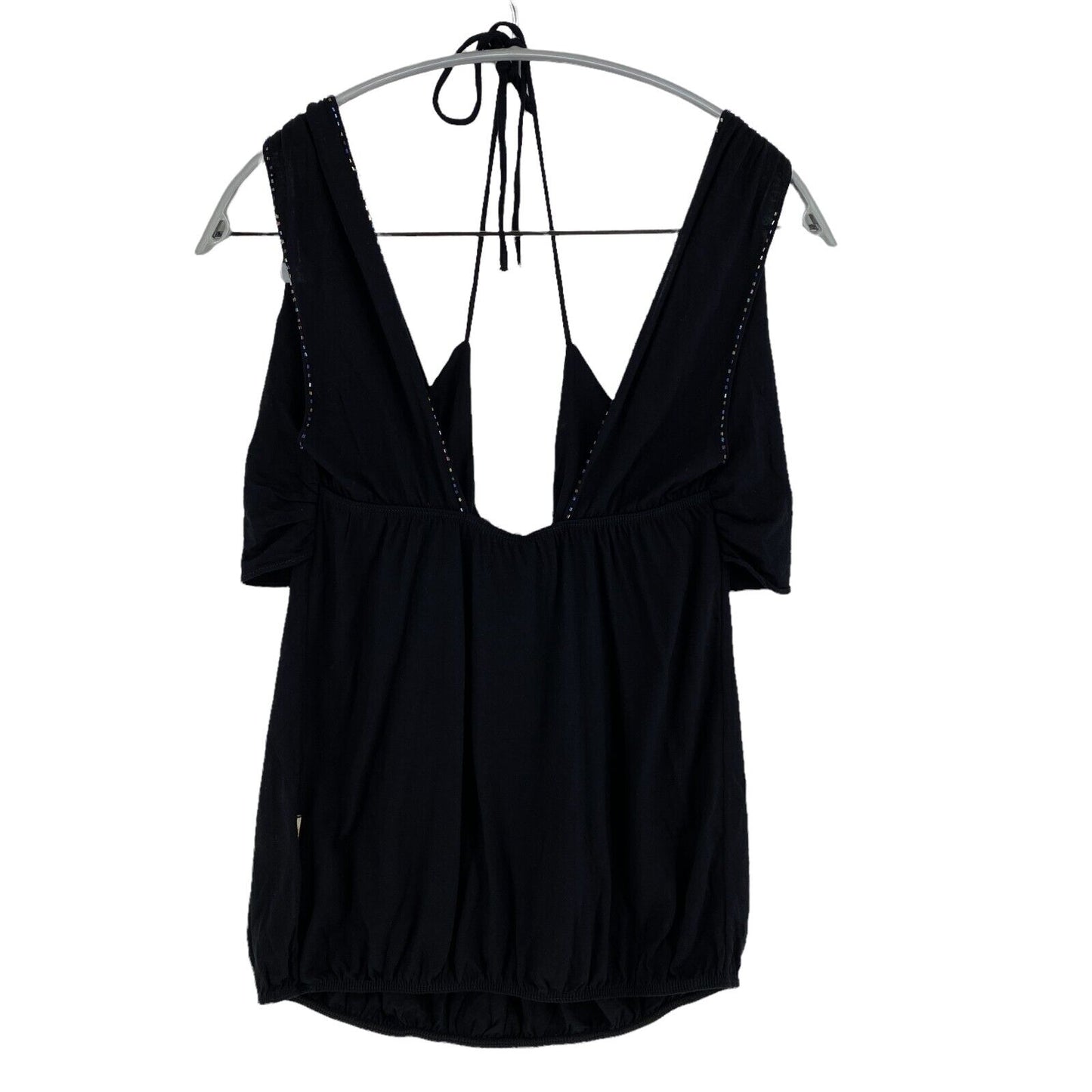 UVP 106 € Colcci Schwarze ärmellose Neckholder-Bluse mit tiefem V-Ausschnitt, Größe S