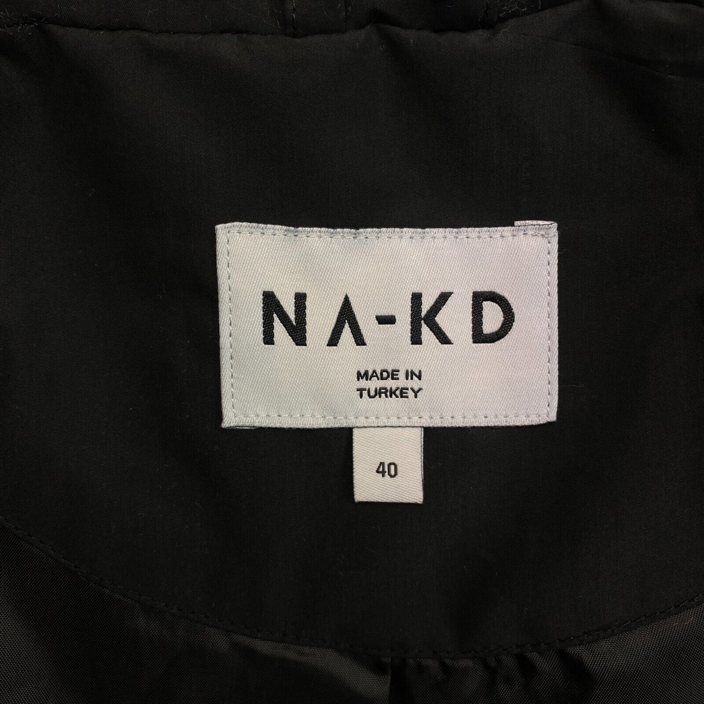 NAKD Black Belted Padded Jacket Coat Size EU 40 UK 12 US 10