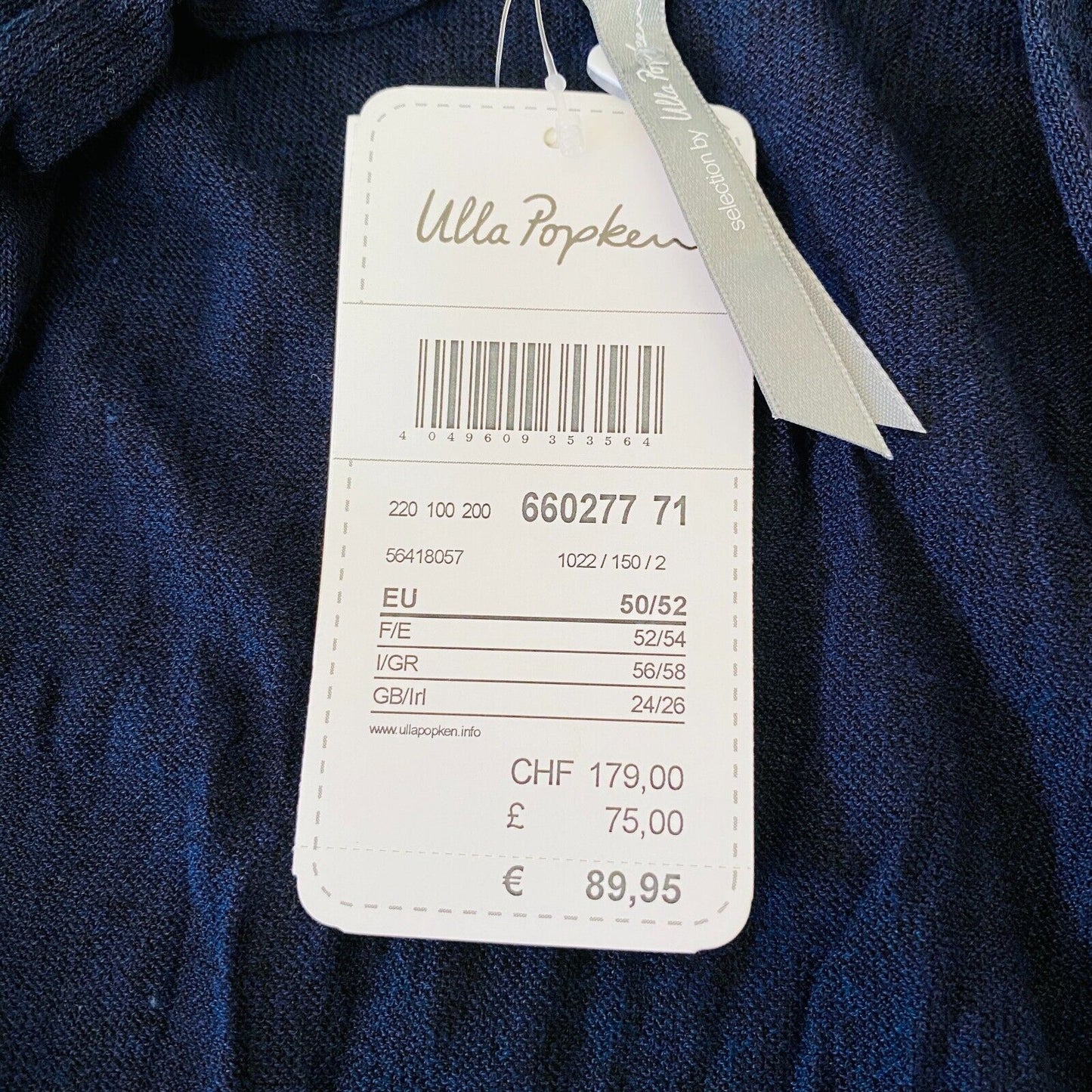 SELECTION By Ulla Popken Blue V Neck Cardigan Sweater Size EU 50/52 UK 24/26