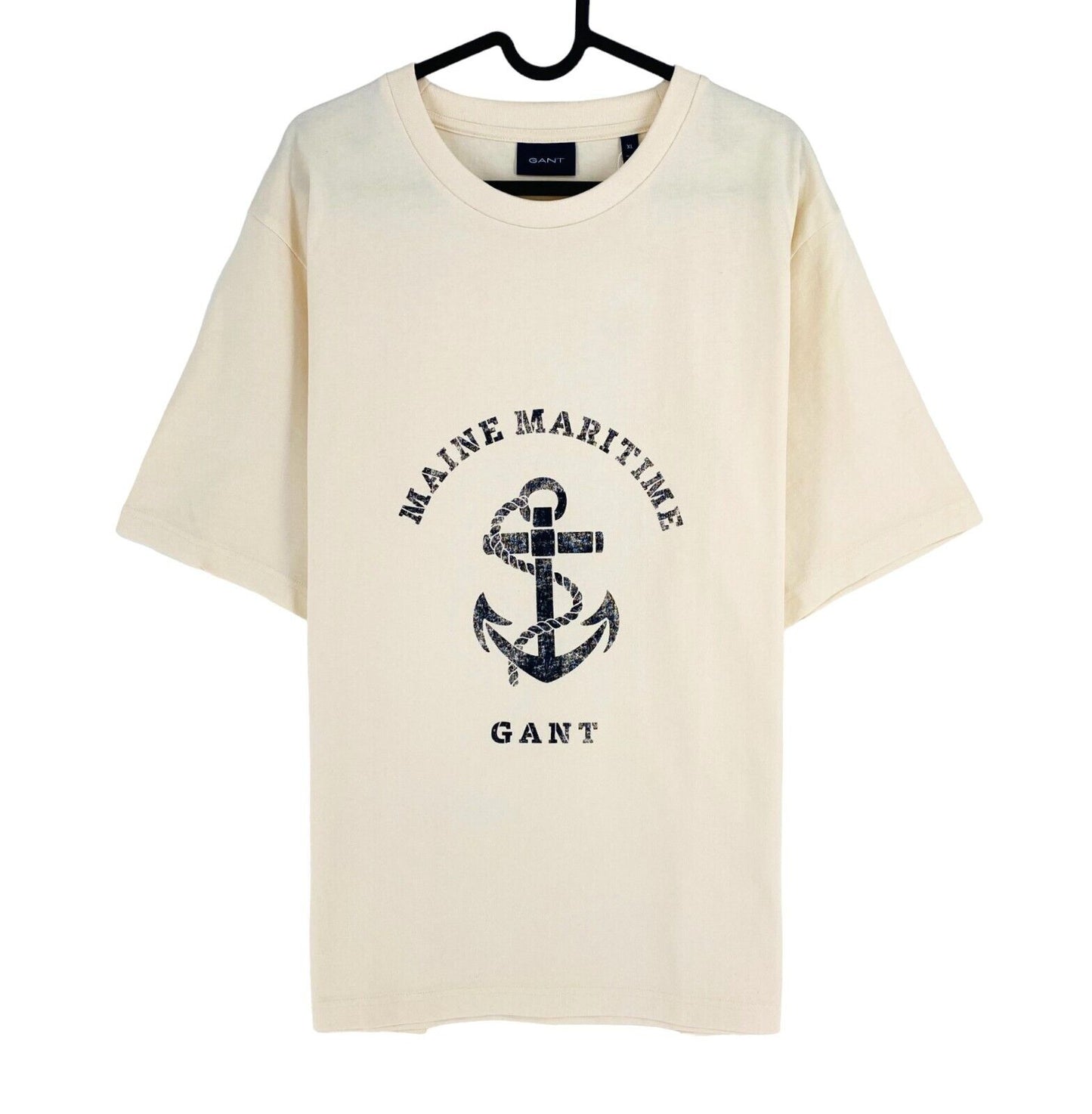 GANT Men Beige Maritime Crew Neck Short Sleeves T Shirt Size XL