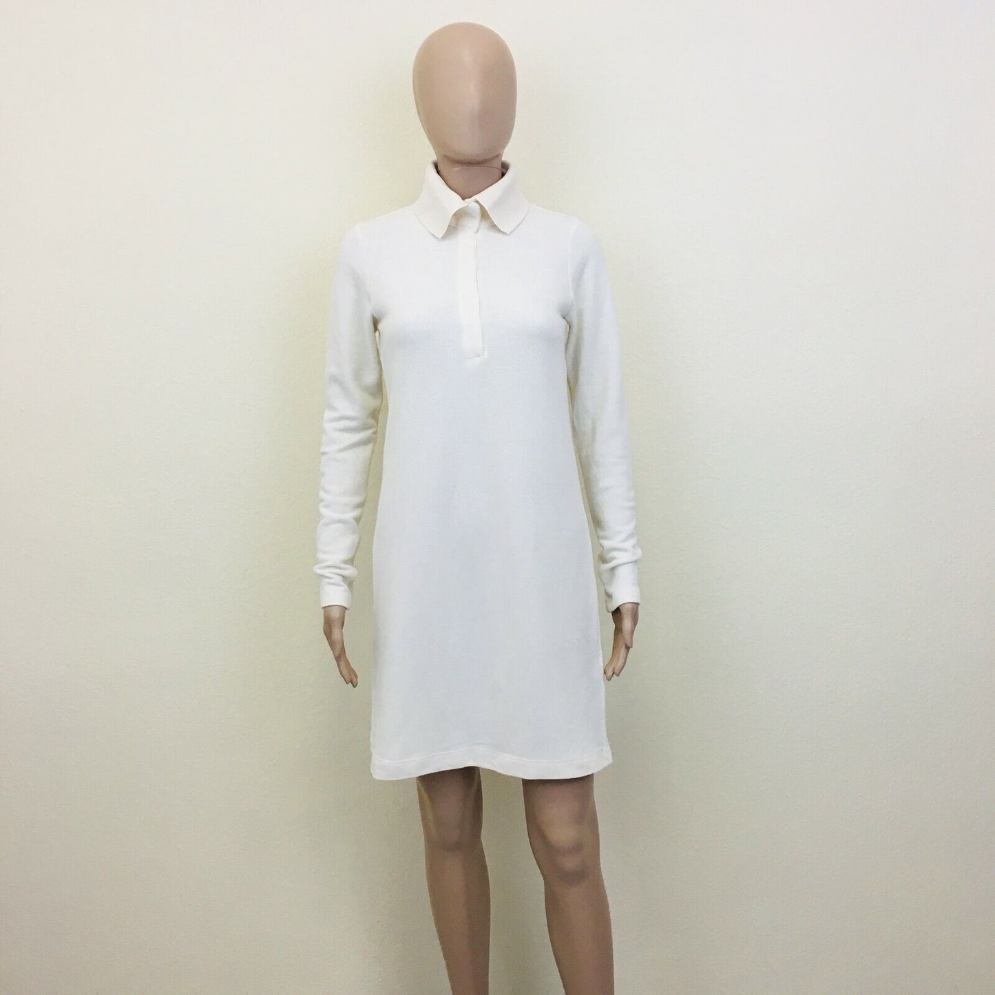 ZARA White Long Sleeve Polo Neck Dress Size S